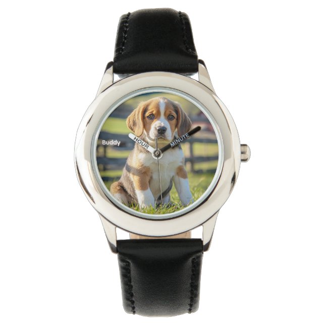 Cute Kid's Beagle Personalized 腕時計 (正面)