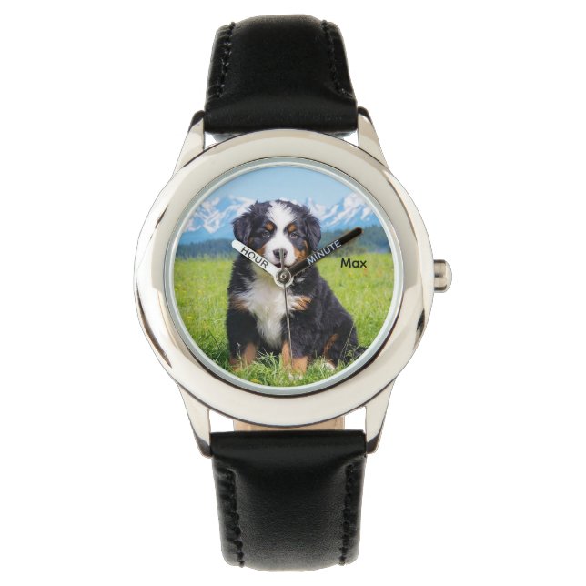 Cute Kid's Bernese Mountain Dog Personalized 腕時計 (正面)