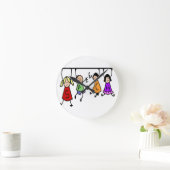 Cute Kids Cartoon Holding Speech Words ラウンド壁時計 (ホーム)