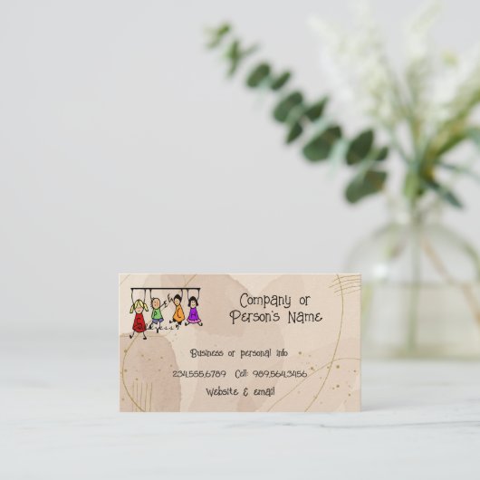 Cute Kids Cartoon Holding Speech Words Business Ca 名刺 (スタンド正面)