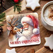 Cute Kids Christmas Coasters Santa Claus Rudolph スクエアペーパーコースター