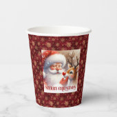 Cute Kids Christmas Cups Santa Claus Reindeer 紙コップ (裏面)