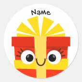 Cute Kids Christmas Gift Sticker with Personalize ラウンドシール (正面)