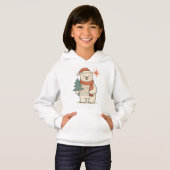 Cute Kids Christmas Polar Bear Cozy Hoodie  (正面フル)