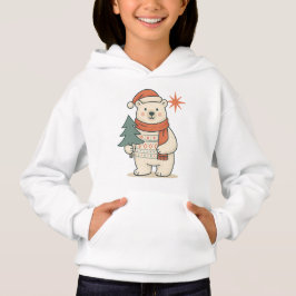 Cute Kids Christmas Polar Bear Cozy Hoodie 