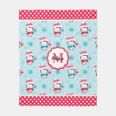 Cute Kids Christmas Winter Penguin フリースブランケット (正面)