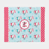 Cute Kids Christmas Winter Penguin フリースブランケット (正面(横))