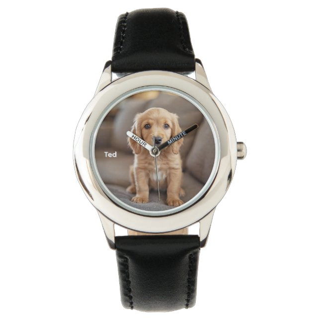 Cute Kid's Cocker Spaniel Personalized 腕時計 (正面)