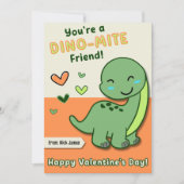 Cute Kids Dino Mite Friend Valentine's Day シーズンカード (正面)