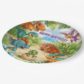 Cute Kids Dinosaur Birthday ペーパープレート (アングル)