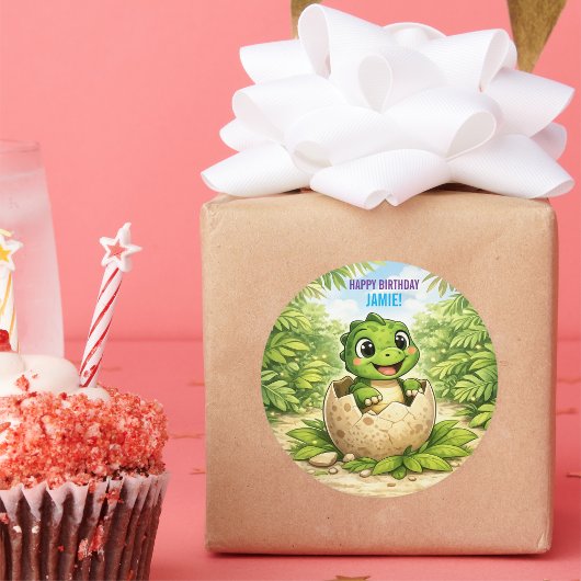 Cute Kids Dinosaur Hatchling ラウンドシール