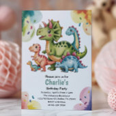 Cute Kids Dinosaur Theme Birthday Party  招待状