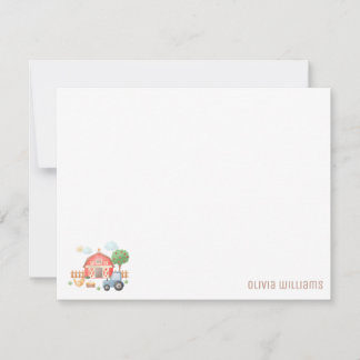 Cute Kids Farm Animals Flat Note Card ノートカード