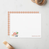 Cute Kids Farm Animals Flat Note Card ノートカード (正面/裏面インサイチュ)