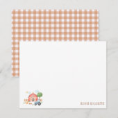 Cute Kids Farm Animals Flat Note Card ノートカード (正面/裏面)