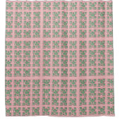 Cute Kid's Green and Pink Checkered Shower Curtain シャワーカーテン (正面)