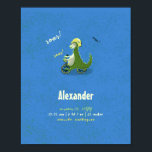 Cute Kids Green Dinosaur on Trike Boy Birth Stats ポスター<br><div class="desc">A cute and funny illustration of a dinosaur wearing a helmet and riding a trike, with a bunch of balloons attached to its tail, decorates this adorable boy dinosaur birth stats poster that you can fully personalize. Lovely as nursery decor. Also a nice idea for a birth gift, a baptism...</div>