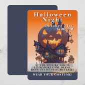 Cute Kids Halloween Night Party Custom 招待状 (正面/裏面)