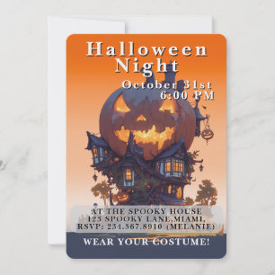 Cute Kids Halloween Night Party Custom 招待状
