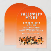 Cute Kids Halloween Night Party Orange Gradient 招待状 (正面/裏面)