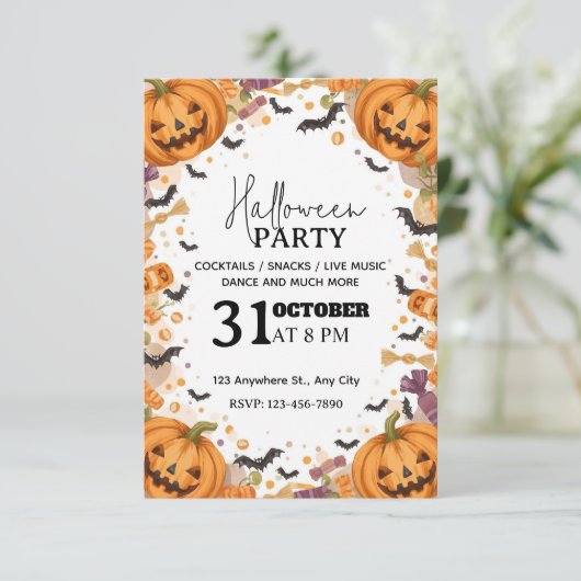 Cute Kids’ Halloween Party Invitation – Editable   招待状 (スタンド正面)