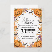 Cute Kids’ Halloween Party Invitation – Editable 招待状 (正面/裏面)