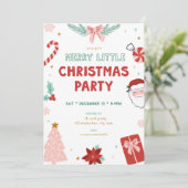 Cute Kids Merry Little Christmas Party Invitations 招待状 (スタンド正面)
