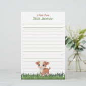 Cute Kid's Name Hereford Cow Lined Stationery 便箋 (スタンド正面)