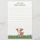 Cute Kid's Name Hereford Cow Lined Stationery 便箋 (正面)