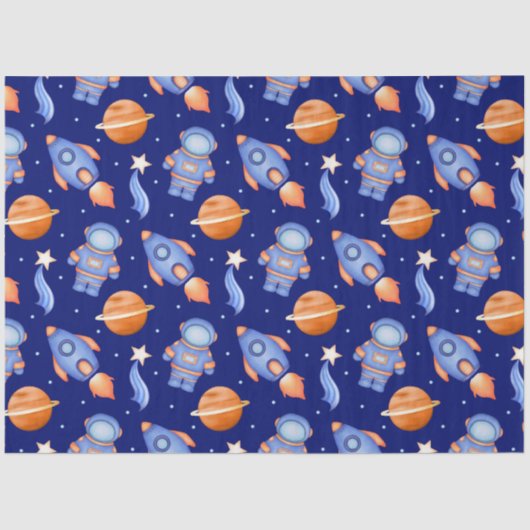 Cute Kids Outer Space Astronaut 薄葉紙 (正面)