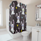 Cute kids rabbit pattern. Colorful rabbit, stars w シャワーカーテン (インサイチュ)