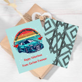 Cute Kids Retro Sun Valentines Car ノートカード