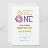 Cute kids Sweet One Donut 1st First Birthday  招待状 (正面)