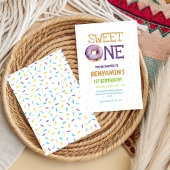 Cute kids Sweet One Donut 1st First Birthday  招待状