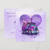 Cute Kids Valentine Purple Truck and Cheeky Poem ノートカード (正面/裏面)