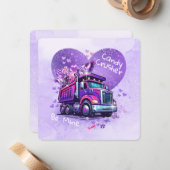 Cute Kids Valentine Purple Truck and Cheeky Poem ノートカード (正面/裏面インサイチュ)