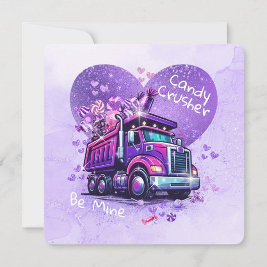 Cute Kids Valentine Purple Truck and Cheeky Poem ノートカード (正面)
