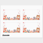 Cute Kids Valentine Stickers | Cartoon Animals 長方形シール (シート)