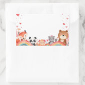 Cute Kids Valentine Stickers | Cartoon Animals 長方形シール (バッグ)