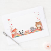 Cute Kids Valentine Stickers | Cartoon Animals 長方形シール (封筒)