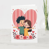 Cute Kids Valentines Hug Card カード (正面)
