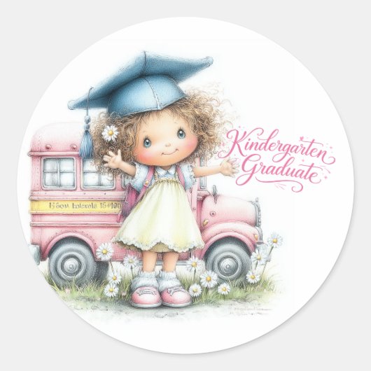 Cute Kindergarten Graduate Sticker ラウンドシール (正面)