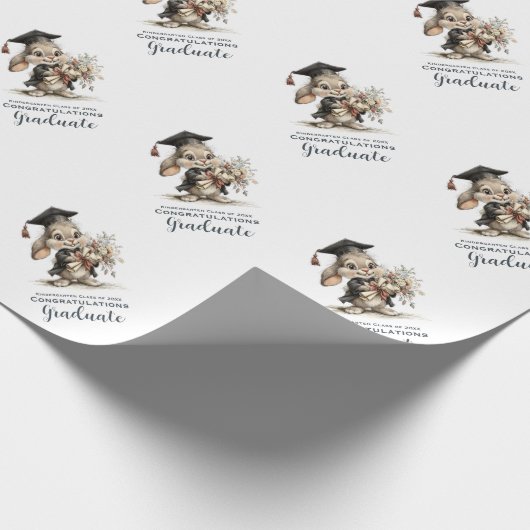  Cute Kindergarten Graduation Bunny Design ラッピングペーパー (角)