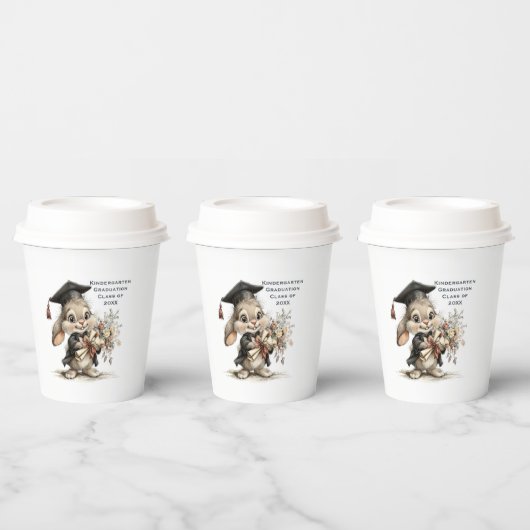 Cute Kindergarten Graduation Bunny Design 紙コップ (複数)