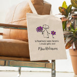 Cute Kindergarten Teacher Gift トートバッグ<br><div class="desc">A sweet thank you teacher tote bag featuring a kids drawing of a child with purple flowers,  the saying "if teachers were flowers,  I would pick you!",  and teachers name.</div>