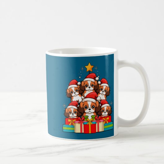 Cute King Charles Cavalier Le Dog Christmas Tree X コーヒーマグカップ (右)