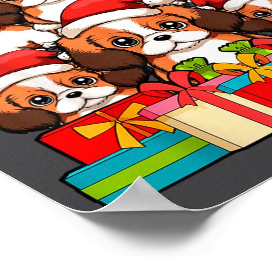 Cute King Charles Cavalier Le Dog Christmas Tree X ポスター (角)