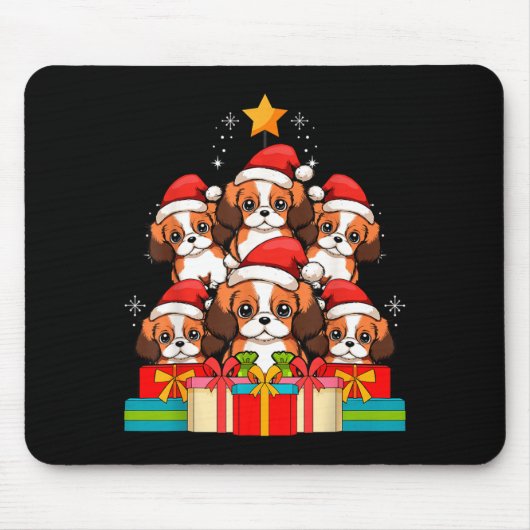 Cute King Charles Cavalier Le Dog Christmas Tree X マウスパッド (正面)