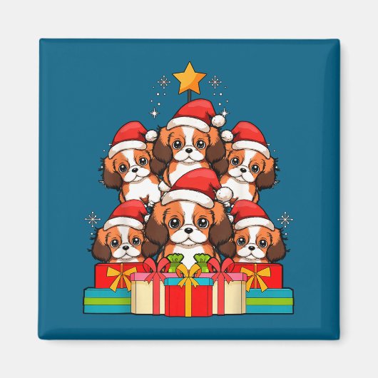 Cute King Charles Cavalier Le Dog Christmas Tree X マグネット (正面)