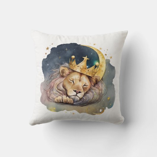 Cute  king Lion Sleeping On The Moon               クッション (裏面)